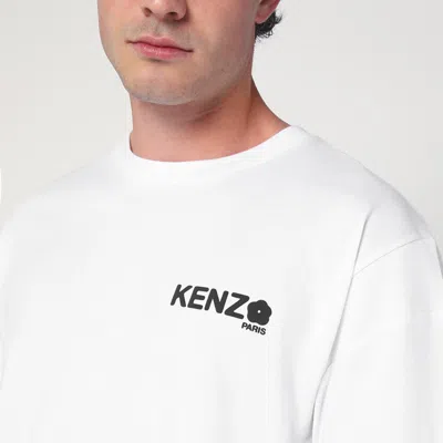 Kenzo White Classic T-shirt With Contrasting Logo Print In Cotton