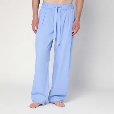 Tekla Organic Cotton Poplin Pajama Pants In Blue