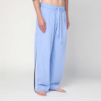 Tekla Organic Cotton Poplin Pajama Pants In Blue