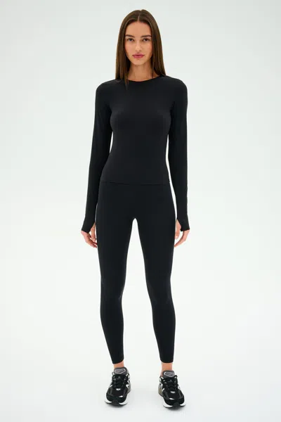 Splits59 Airweight Lite Long Sleeve Waist Length Top In Black In Blue