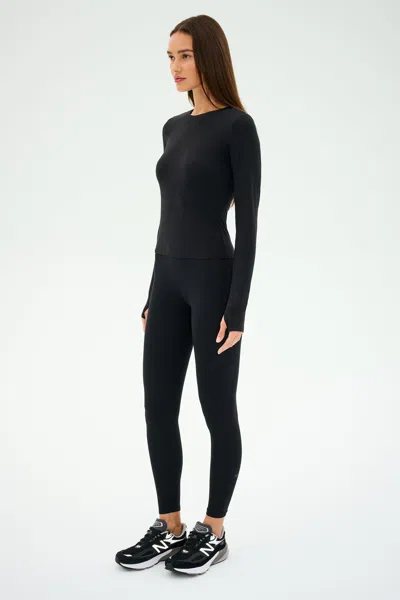 Splits59 Airweight Lite Long Sleeve Waist Length Top In Black In Blue