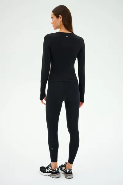 Splits59 Airweight Lite Long Sleeve Waist Length Top In Black In Blue