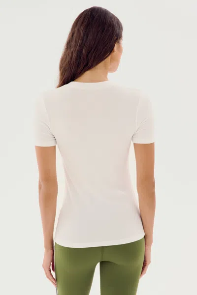 Splits59 Louise Rib Short Sleeve Top In White In White