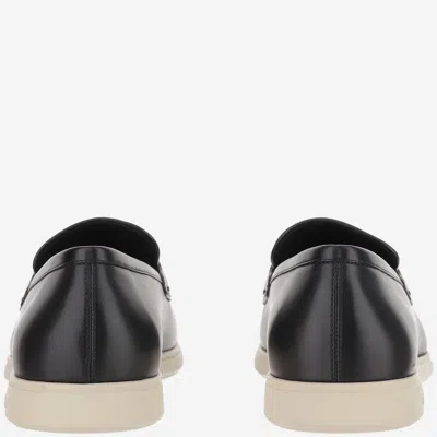 Ferragamo Man Loafers Black Size 8.5 Calfskin In Multi