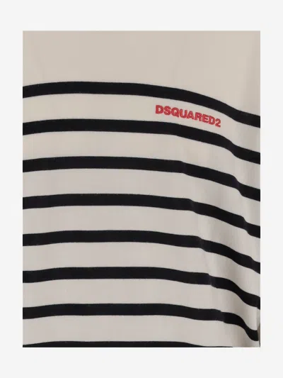 Dsquared2 Wool Sweater With Striped Pattern In Neutral