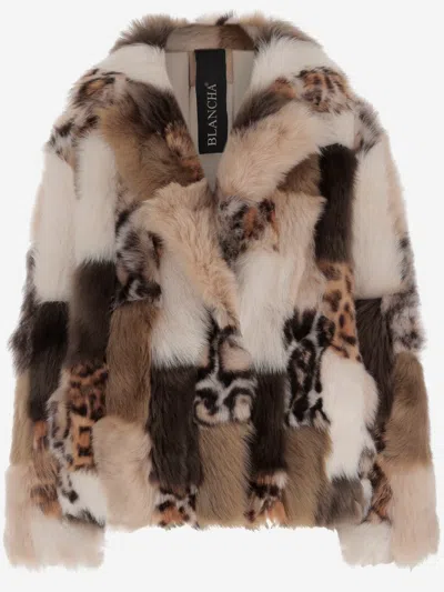 Blancha Color-block Shearling Jacket With Long Sleeves In Multi