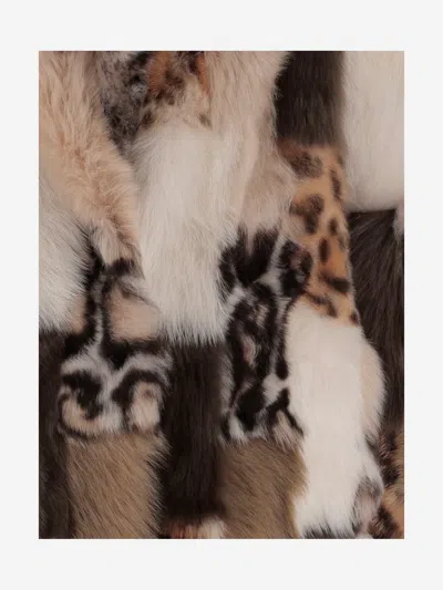 Blancha Color-block Shearling Jacket With Long Sleeves In Multi