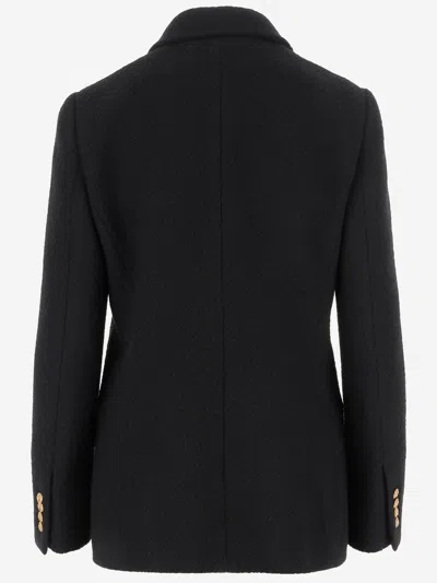 Chloé Double-breasted Virgin Wool Blend Blazer In Black