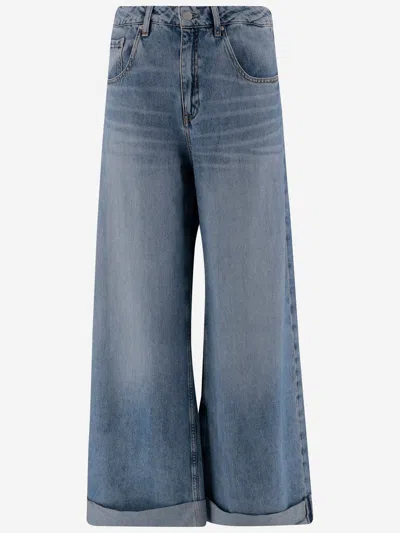 Ag Jeans Wide Leg Cotton Denim Jeans In Blue