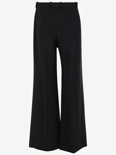 Chloé Women Black Pants With High Waist And Wide Leg In Viscose Blend Stretch Woman