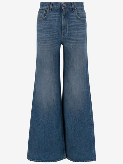Chloé Chloe' Wide Leg Denim Jeans In Black