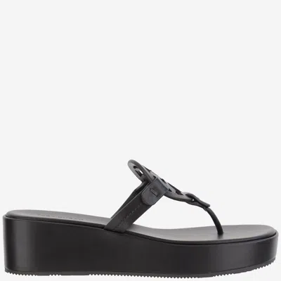 Tory Burch Black Miller Wedge Sandals