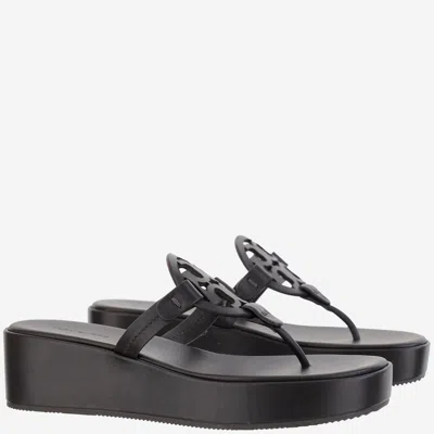 Tory Burch Black Miller Wedge Sandals