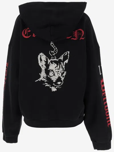 We11 Done Black Printed Zip Hoodie In Black