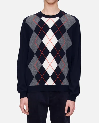 Apc A.p.c. Diamond Pattern Crewneck Sweater In Blue