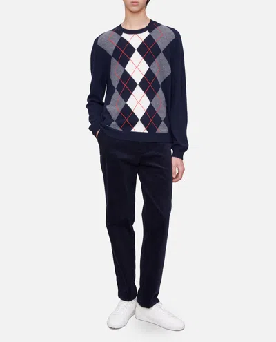 Apc A.p.c. Diamond Pattern Crewneck Sweater In Blue