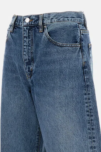 Frame Bubble Crop High Waist Wide-leg Jeans In Blue