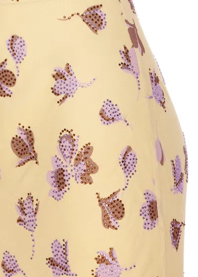 Self-portrait Floral Embellished Viscose Maxi Dress In Yellow