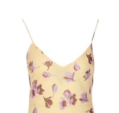 Self-portrait Floral Embellished Viscose Maxi Dress In Yellow