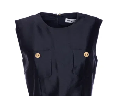 Self-portrait Sleeveless Dress With Pockets Self Portrait In Blue