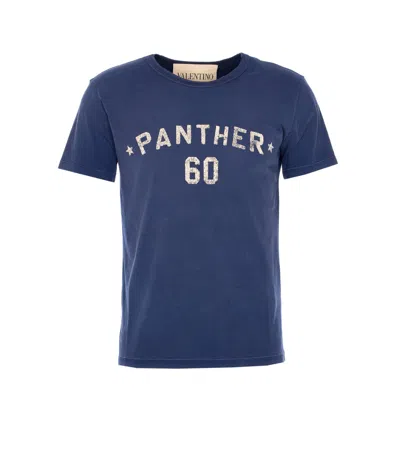 Valentino Panther Graphic Print Crew Neck T-shirt In Blue