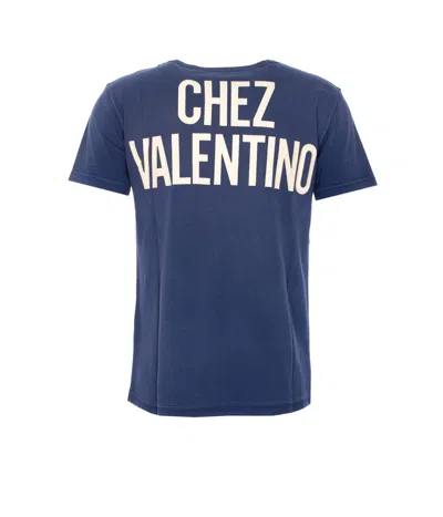 Valentino Panther Graphic Print Crew Neck T-shirt In Blue