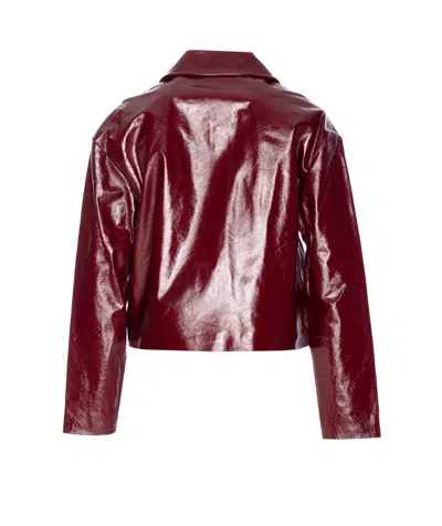 Self-portrait Faux Leather Jacket In Red