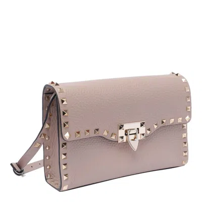 Valentino Garavani Valentino Rockstud Small Grainy Leather Crossbody In Pink