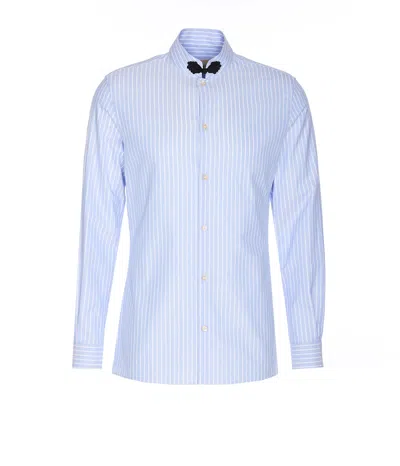 Valentino Cotton Oxford Shirt With Toggle In Blue