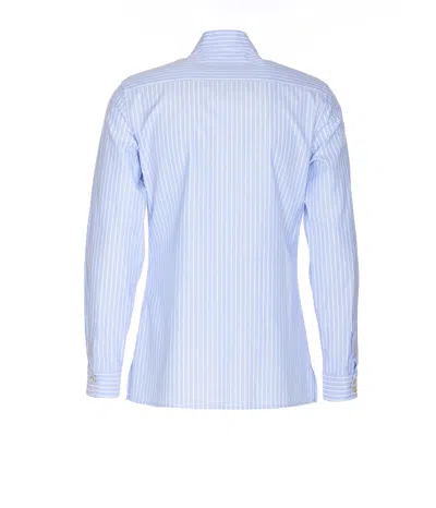 Valentino Cotton Oxford Shirt With Toggle In Blue
