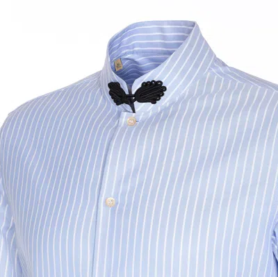 Valentino Cotton Oxford Shirt With Toggle In Blue