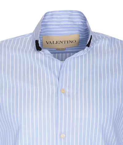 Valentino Cotton Oxford Shirt With Toggle In Blue