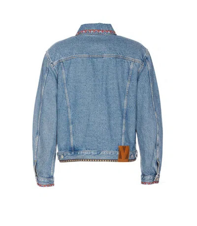 Valentino Denim Jacket With Multicolor Embroidery