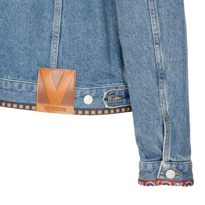 Valentino Denim Jacket With Multicolor Embroidery