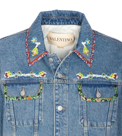 Valentino Denim Jacket With Multicolor Embroidery