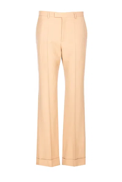 Valentino Camel Trousers With Side Pockets And Cuffs In Brown