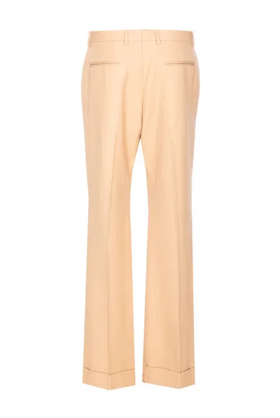 Valentino Camel Trousers With Side Pockets And Cuffs In Brown