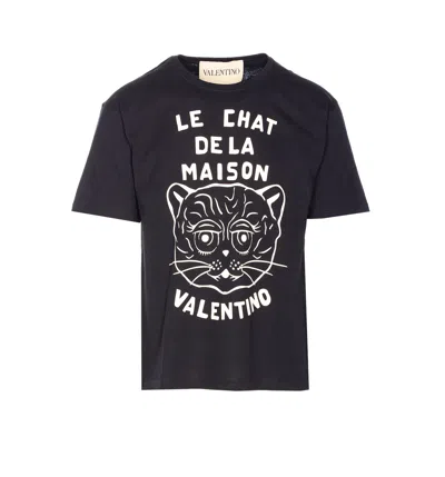 Valentino Chat De La Maison Cotton T-shirt In Black