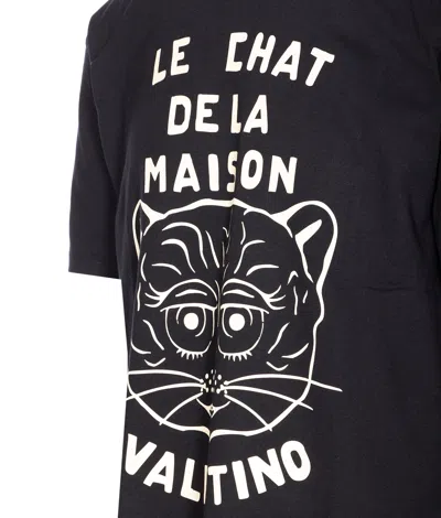 Valentino Chat De La Maison Cotton T-shirt In Black