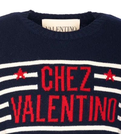 Valentino "chez Valentine" Wool Sweater In Blue