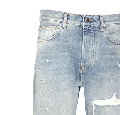 Amiri Straight Leg Mid-rise Distressed Trousers In Gray