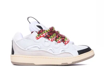 Lanvin Curb Leather Sneakers With Multicolor Laces