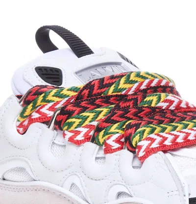 Lanvin Curb Leather Sneakers With Multicolor Laces