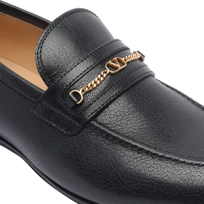 Valentino Garavani Vlogo Signautre Leather Loafers In Black