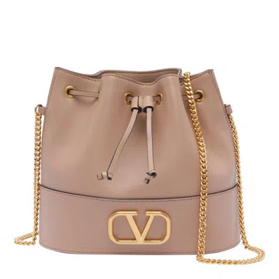 Valentino Garavani Mini Bucket Bag In Nappa With Vlogo Signature Chain Woman Rose Cannelle Uni