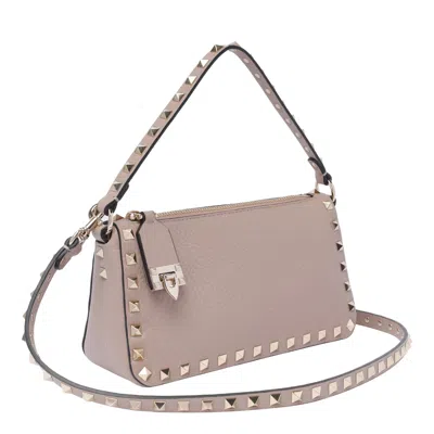 Valentino Rockstud Small Grainy Leather Crossbody In Pink