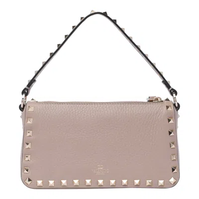 Valentino Rockstud Small Grainy Leather Crossbody In Pink