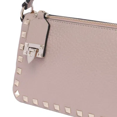 Valentino Rockstud Small Grainy Leather Crossbody In Pink