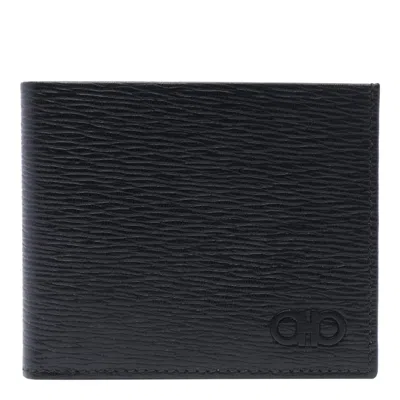 Ferragamo Black Gancini Coin Pocket Wallet In Black