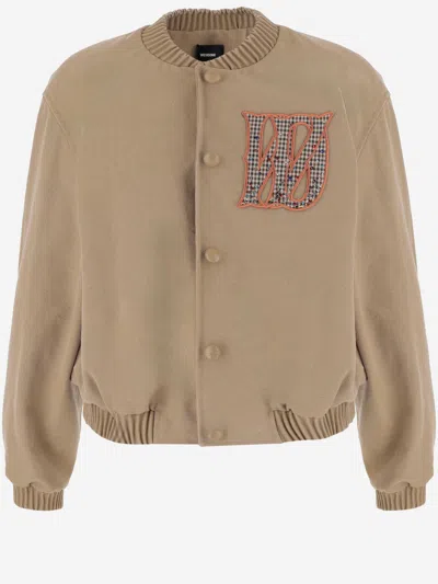 We11 Done Beige Cotton-blend Bomber Jacket In Brown
